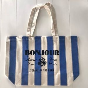 Sezane “Bonjour” cotton tote.